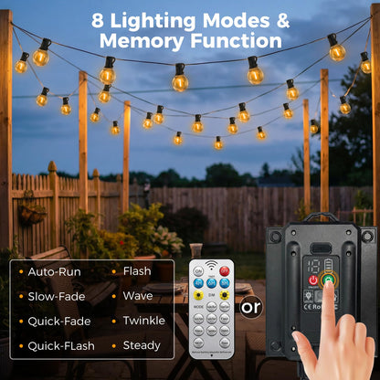 btfarm Solar Lichterkette Aussen 30 m, 40 LED G40, warmweiss
