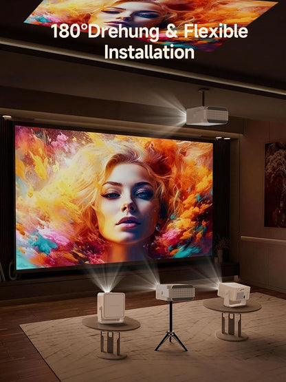 Magcubic Mini Beamer 4K 8K Unterstützt, [Android 14 & 800 ANSI] Smart Projektor Native 1080P mit WiFi 6, BT 5.4, Autofokus, Automatische Trapezkorrektur,180° Dreh,15W Lautsprecher, Projector HY450Max