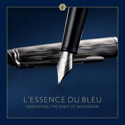 Waterman Hémisphère Füllfederhalter Metall Blau – Ziseliert M-Feder