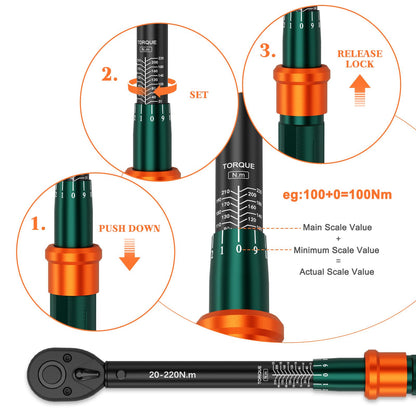 NADOKHI Drehmomentschlüssel Set 3-tlg - 1/4" 3/8" 1/2" Zoll