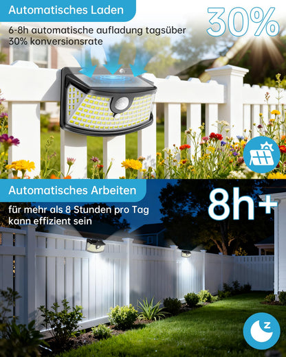 Aootek Solarlampen für Aussen mit Bewegungsmelder, 120 LED, 4er-Set