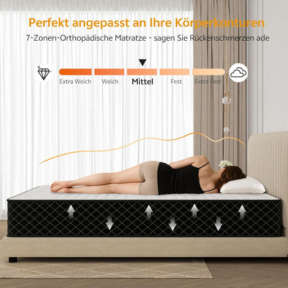 PurrJoys Taschenfederkernmatratze 160x200 cm H3/H4 mit Memory Foam