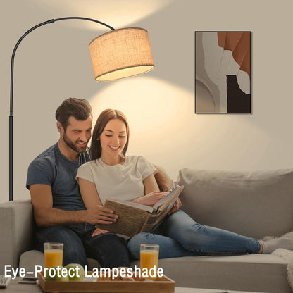 Fortand Bogenlampe LED Stehleuchte – Modern Leinen-Schirm