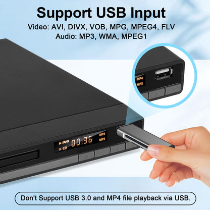 JOVELL DVD-168 DVD-Player mit HDMI, USB, 1080p, regionsfrei, schwarz