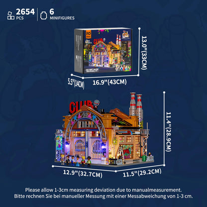 Funwhole Fabrikhaus-der-Musik Beleuchtetes Klemmbausteinhaus F9068