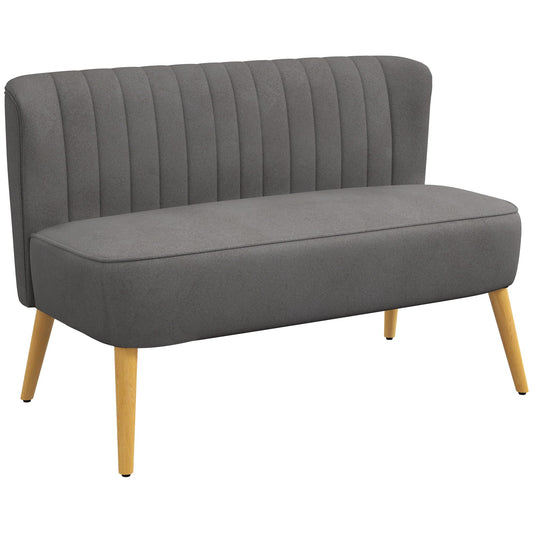 HOMCOM 2-Sitzer Stoffsofa, Polster-Loungesofa – Dunkelgrau. Möbelstück zum Sitzen für 2 Personen.