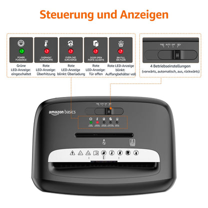 Amazon Basics Mikroschnitt Aktenvernichter - 8 Blatt schwarz