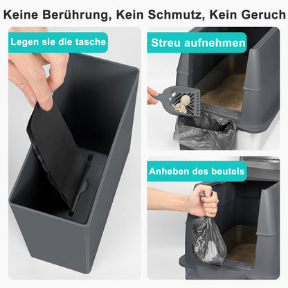 FURTIME XXL Katzenklo Edelstahl – geschlossen mit Deckel