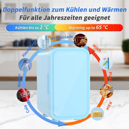 YASHE Mini-Kühlschrank 6 Liter Tragbar Thermoelektrisch - Blau