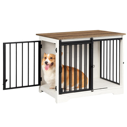 Hzuaneri Moderne Hundebox Möbel 81cm – Holz Weiss Braun