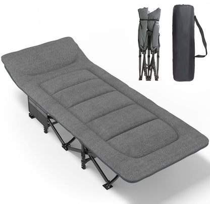 ATORPOK Camping Feldbett klappbar Gästebett. Grau. Stabile Liegefläche für Outdoor oder als komfortables Zusatzbett, bis 200 kg.