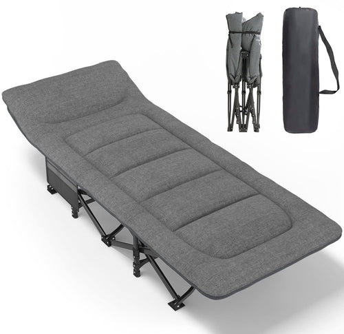 ATORPOK Camping Feldbett klappbar Gästebett. Grau. Stabile Liegefläche für Outdoor oder als komfortables Zusatzbett, bis 200 kg.