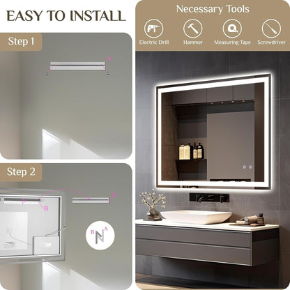 Clevich Badspiegel mit LED Beleuchtung 80x60 cm