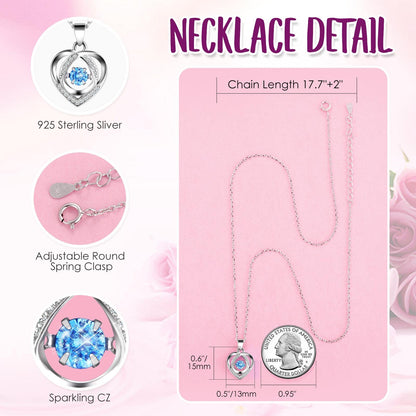 ADDWel Ewige Rose mit Herz Halskette aus 925 Silber, Geschenkbox