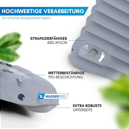 NORDMUT Selbstaufblasende Isomatte 10cm – Camping Grau