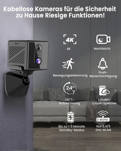 aidowocam CB70W Mini Überwachungskamera innen, 5G WiFi, 4K QHD