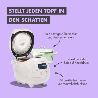 REISHUNGER Digitaler Reiskocher klein - bordeaux 0.6L