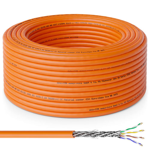 deleyCON CAT.7 Verlegekabel 50 m Kupfer S/FTP Netzwerkkabel LSZH