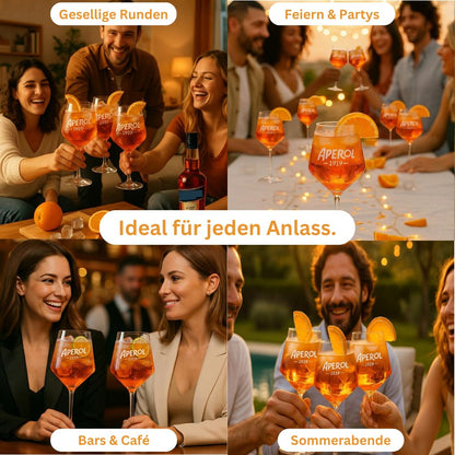 Maxito Aperol Gläser Set 400 ml, 6 Stück, mit Gravur, Cocktailgläser