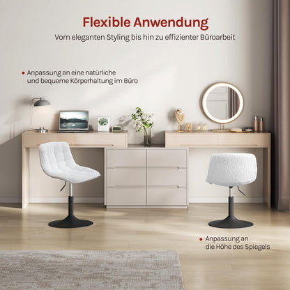 WOLTU Schminktisch Hocker mit Rückenlehne, höhenverstellbar, Weiss