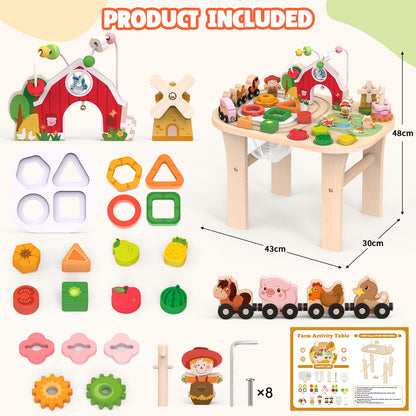 Montessori Holz Aktivitätstisch Farm Lernspielzeug Natur