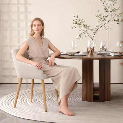 Goeurvant Armlehnen Polsterstuhl Esszimmer 4er Set - Beige Holzbeine