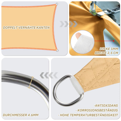 HENG FENG Sonnensegel Rechteckig – 3.5x4.5m Wasserdicht Sand