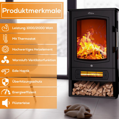 Tronitechnik® Panorama Elektrokamin - LED Flammen 1/2kW