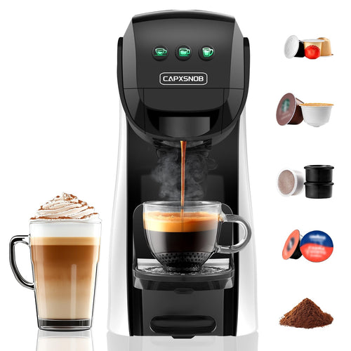 Warriors1 5in1 Kaffeemaschine Kapselmaschine – 20 Bar kompakt, 20 Bar Druck für Kaffee aus Kapseln/Pads.
