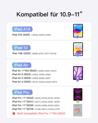 Inateck AceTouch KB04122 Tastaturhülle iPad 11 Zoll QWERTZ Touchpad