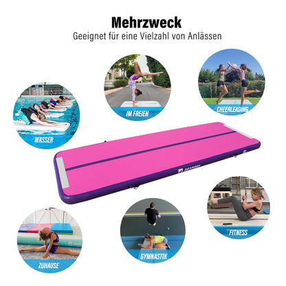 AKSPORT Air Matte Track aufblasbare Gymnastikmatte mit Luftpumpe