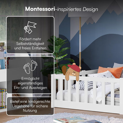 Bellabino Vere Montessori Bodenbett 120x200 cm – Weiss