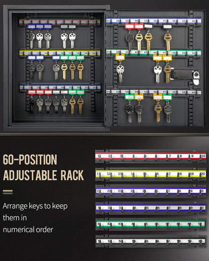 Uniclife Digitaler Schlüsselschrank 60 Positionen Kombi Schwarz