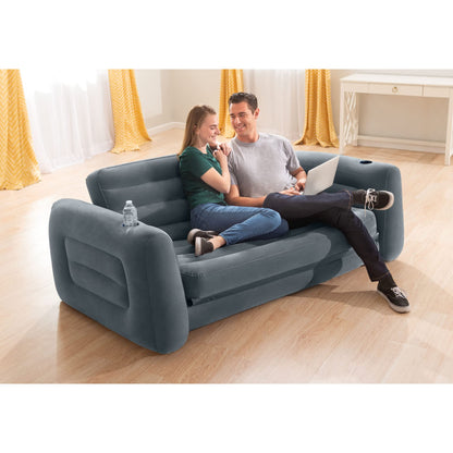 Intex Aufblas-Sofa-Bett ausziehbar Queen-Size Anthrazitgrau