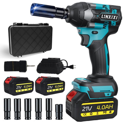 L1NXIXI Akku-Schlagschrauber 1000 Nm 1/2 Zoll für Makita 18V mit Akku und LED-Leuchte