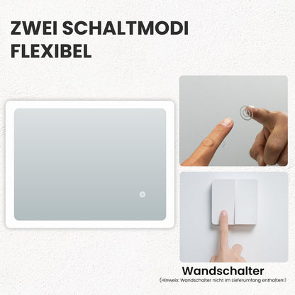 Youyijia LED-Badspiegel 70 x 50 cm Wandspiegel mit Beleuchtung