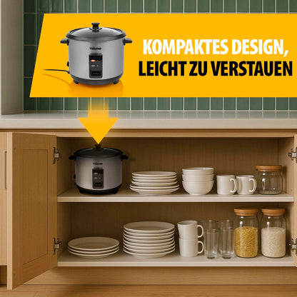 Tristar RK-6145 Reiskocher mit Dampfgaraufsatz, 1,5 L, Edelstahl