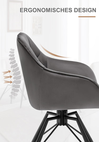 WOLTU Esszimmerstühle drehbar 2er Set - Samt dunkelgrau