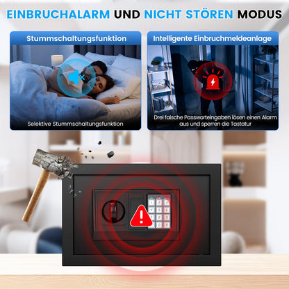 Sanfnz Tresor 15L, digitaler Möbeltresor mit Zahlencode und Schlüssel
