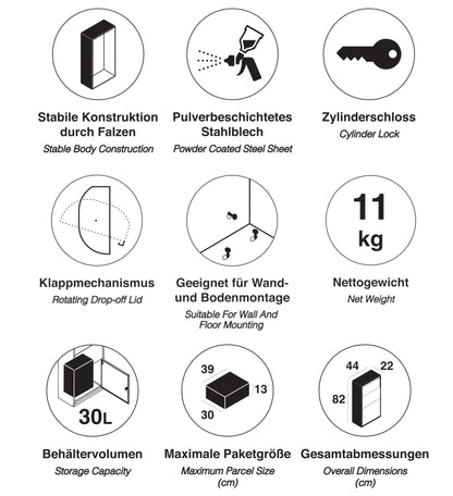 Haussmann BOX391 Paketbriefkasten – Paketstation für Zuhause