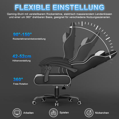 Airfish Ergonomischer Massage Gaming Bürostuhl - Weiss