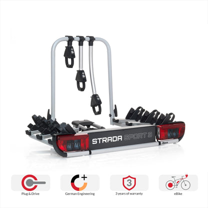Atera Strada Sport 3 Kupplungsträger für 3 Fahrräder - silber
