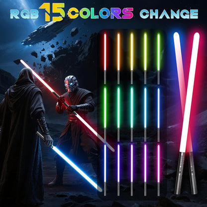 MozkeTo19 Lichtschwert 2er-Set, RGB 15 Farben, USB-C, 4 Modi