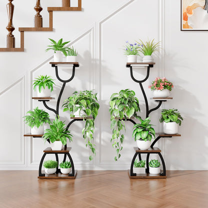 BACEKOLL Pflanzenständer mit Wachstumslicht – 6 Ebenen Schwarz 2er-Set