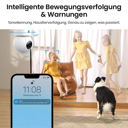 aosu 2K WLAN Überwachungskamera Innen – 360° Babyphone
