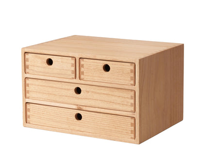 KIRIGEN Schreibtisch-Organizer aus Paulownia-Holz, 4 Schubladen, in Natur zur Ablage von A4-Papier