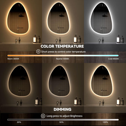 Dripex LED Badezimmerspiegel Dimmbar Asymmetrisch – 80x55 cm