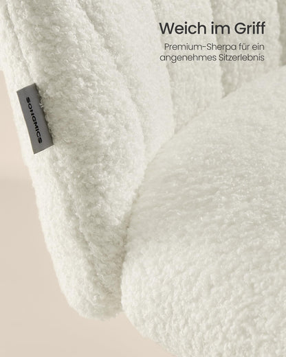 SONGMICS Bürostuhl OBG027WD01, Fleece, höhenverstellbar, cremeweiss