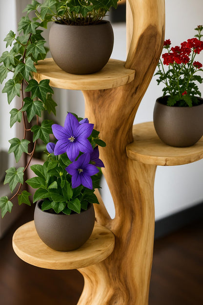 My-goodbuy24 Blumentreppe Massivholz Suar 4 Ablagen