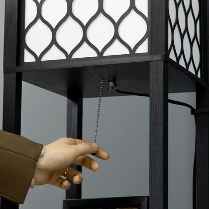 HOMCOM Stehlampe mit Regal und Doppellicht – Schwarz